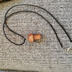 Sparkly Copper colored glass mushroom pendant